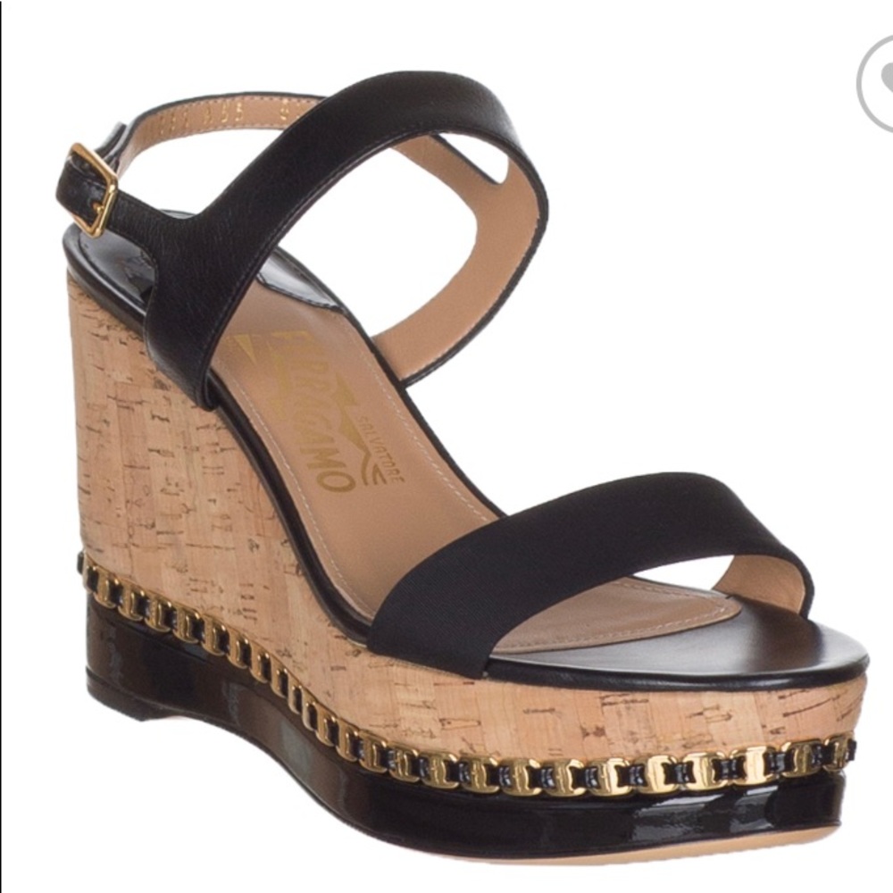 Salvatore Ferragamo Mollie Black Wedge Sandal